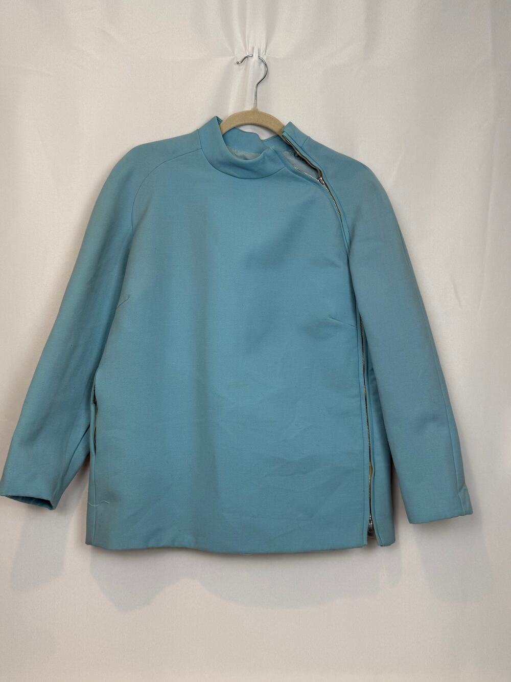 Vintage 1960s Jack Winter B Altman Blue Mod Zip Jacket Size Small Medium